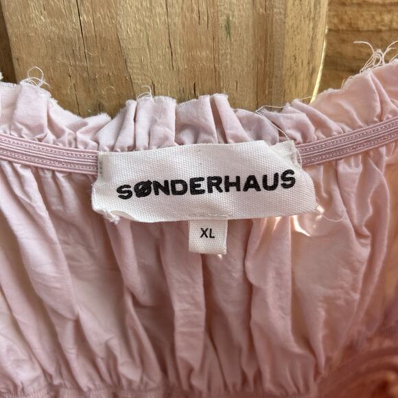 Sonderhaus Siren Dress Petal Pink Smocked Tie Straps Size XL - Picture 3 of 7